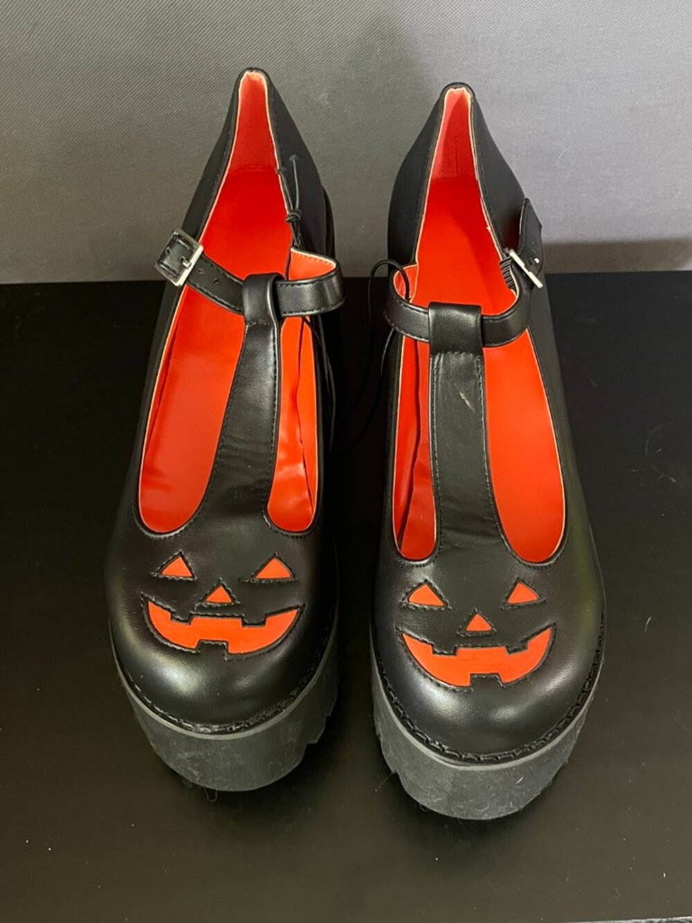 Jack-o-lantern Mary Jane T-Strap Platforms